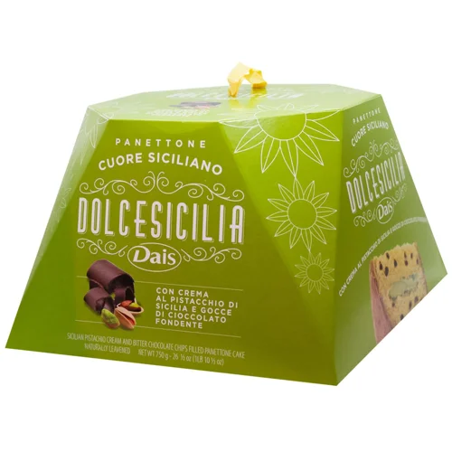 Панеттоне Dais Dolcesicilia Cuore Siciliano з фісташковою начинкою та шоколадною стружкою 750г