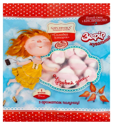 Зефір Жувальний Солодка Історія, Полуниця, в/ґ, 100 Гр