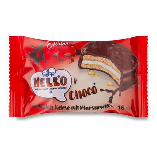Печиво Затяжне Глазуроване З Начинкою Маршмелоу Hello Choco, м/у 18г