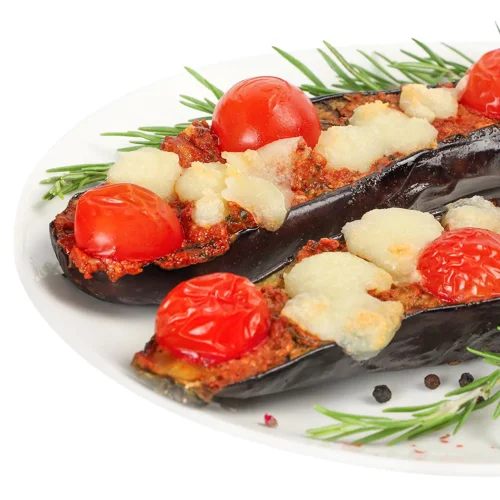 Баклажани запечені з червоним песто та моцарелою