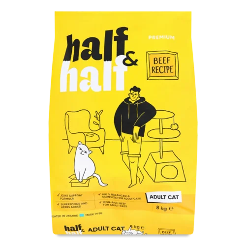 Корм для котів Half&Half Beef сухий