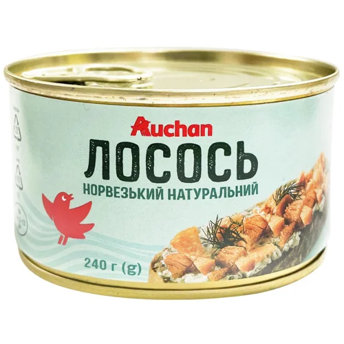 Лосось Auchan норвезький натуральний 240г