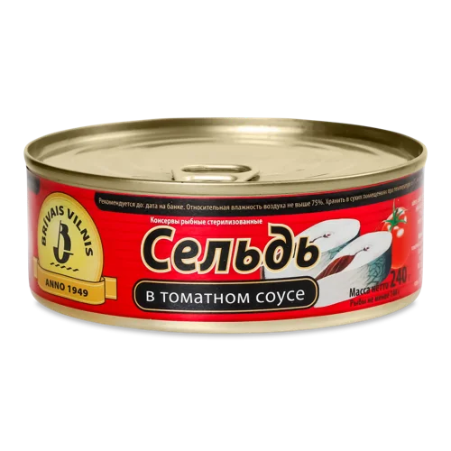 Оселедець Вищого Ґатунку Brivais Vilnis В Томатному Соусі, 200г