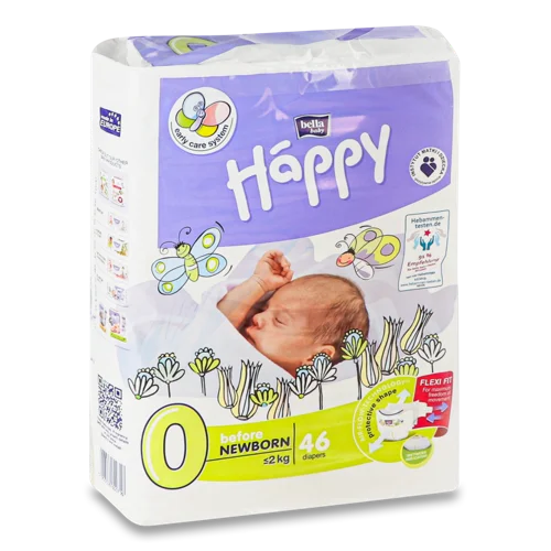 Підгузки Для Дітей До 2кг, 0, В/ґ, 46шт, Bella Baby Happy