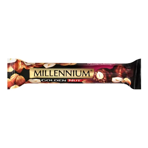 Шоколад чорний з начинкою та цілими горіхами Golden Nut Millennium м/у 40г