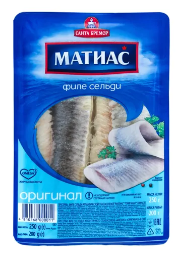 Оселедець філе в олії Оригінал Матіас Санта Бремор сл/с лоток 250г