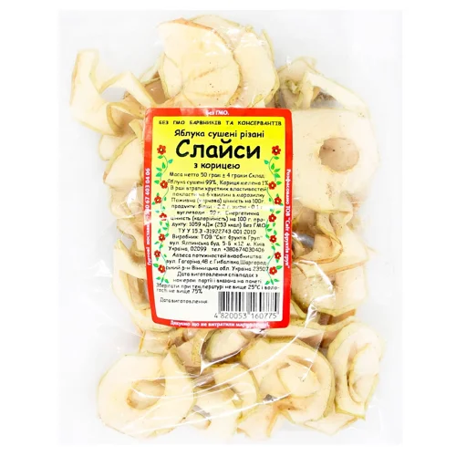 Яблука Світ Фруктів з корицею сушені різані 50г