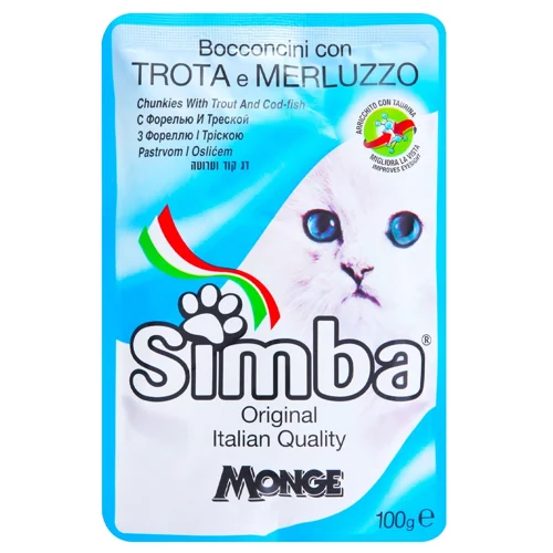 Корм вологий Simba з фореллю та тріскою для котів 100г