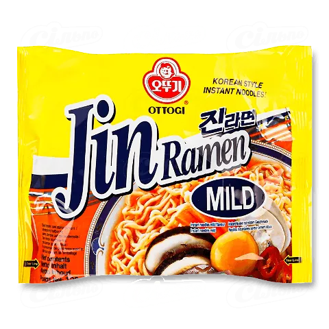 Локшина Ottogi Jin Ramen швидкого приготування середньо гостра, 120г