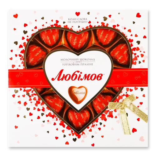 Цукерки шоколадні з горіховим пралине Любимов к/у 125г