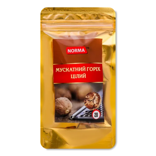 Горіх Мускатний Цілий, Вищого Ґатунку, Norma, Натуральна Оболонка, 20г