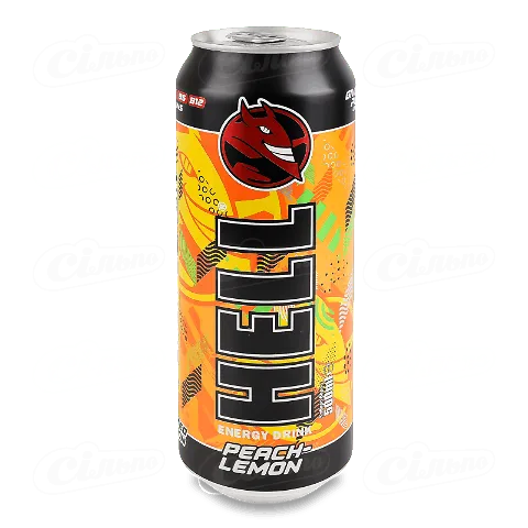 Напій енергетичний Hell Peach-lemon безалкогольний газований у залізній банці, 500мл