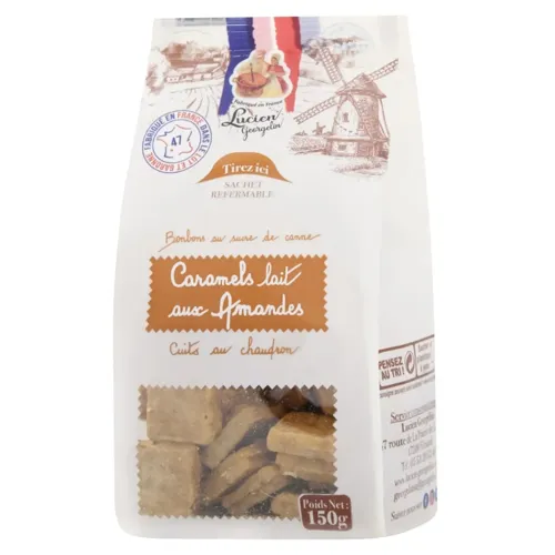 Цукерки Lucien Georgelin карамельні молочні з мигдалем 150г