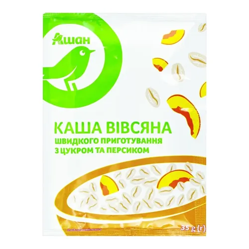 Каша вівсяна Ашан з цукром та персиком 35г