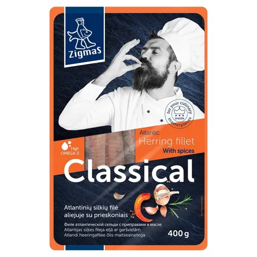 Оселедець Zigmas філе в олії зі спеціями 400г