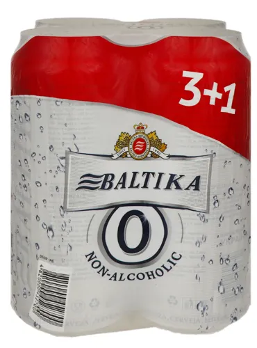 Пиво 4х0.5л 0.5% світле пастеризоване безалкогольне №0 Baltika