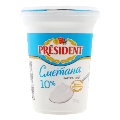 Сметана 10% President ст 325г