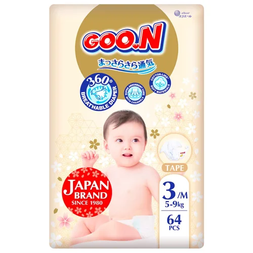 Підгузки Goo.N Premium Soft 3/M 5-9кг 64шт