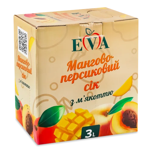 Сік Мангово-Персиковий Відновлений Неосвітлений Пастеризований, к/у 3л