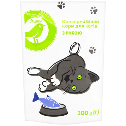 Корм вологий Auchan з рибою для котів 100г