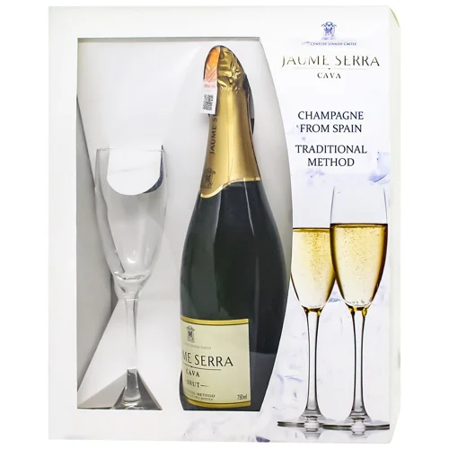 Вино ігристе Jaume Serra Cava Brut біле брют 11,5% 0,75л + 2 бокала