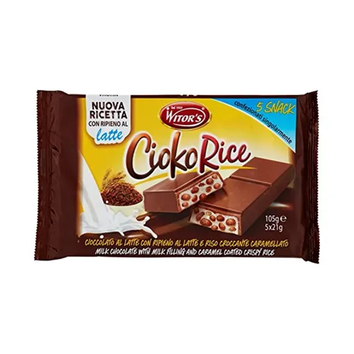 Шоколад молочний Witor’s Cioko Rice з молочною начинкою та повітряним рисом з какао 5*21г