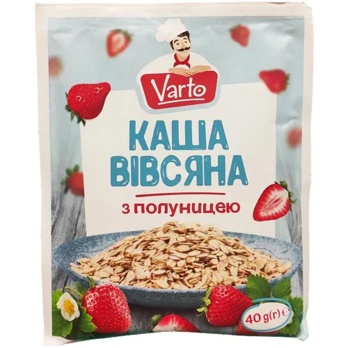 Каша швидкого приготування «Varto» вівсяна з полуницею 40г