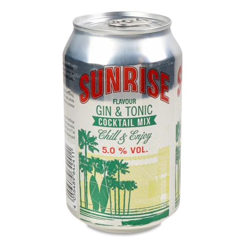 Напій Слабоалкогольний Sunrise Джин-Тонік Газований, 0.5л, з/б