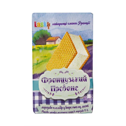 Морозиво пломбір у вафельному листі Французький Прованс Laska м/у 90г