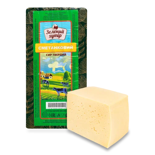 Сир Твердий Сметанковий Зелений Хутір, 50% жиру, кг
