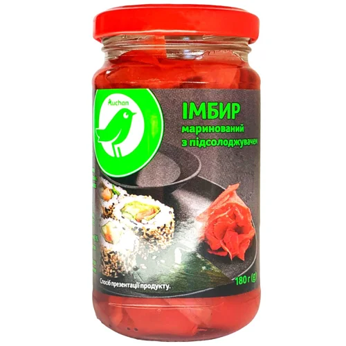 Імбир Auchan червоний маринований 180г