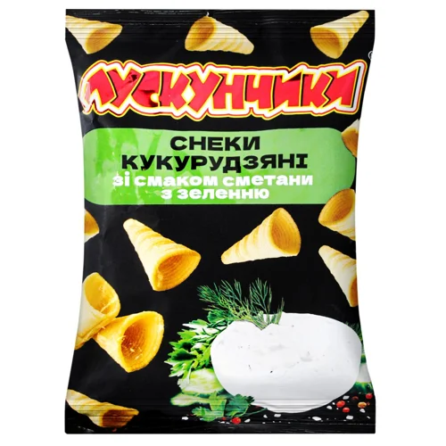 Снеки кукурудзяні Лускунчики зі смаком сметани із зеленню 130г