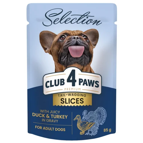 Корм вологий Club 4 Paws Premium Selection з качкою та індичкою для собак малих порід 85г