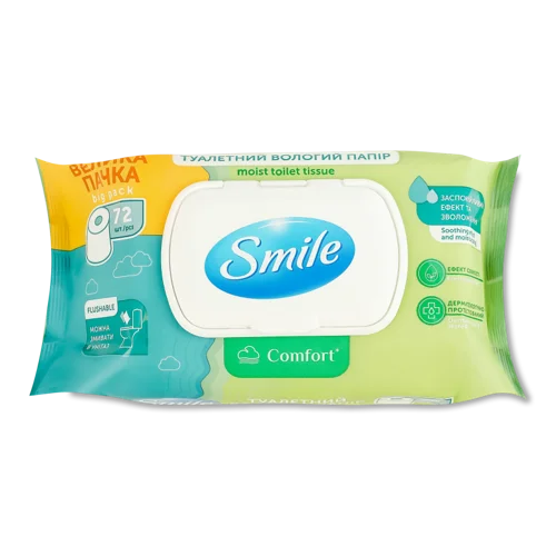 Вологий Туалетний Папір Comfort Smile 72 шт, м'який, з додатковим зволоження