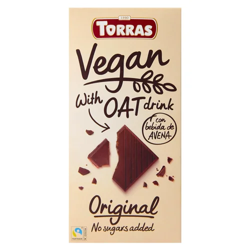 Шоколад чорний Torras Vegan з вівсяним молоком без цукру 100г