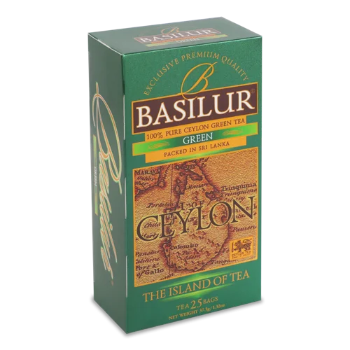 Чай Зелений Вищого Ґатунку Green The Island of Tea Basilur, к/у 25х1.5г