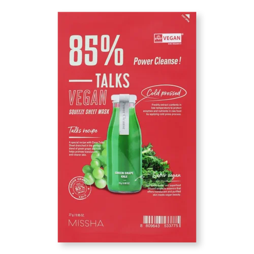 Маска Для Обличчя Тканинна Power Cleanse Talks Vegan Squeeze Missha, 27г