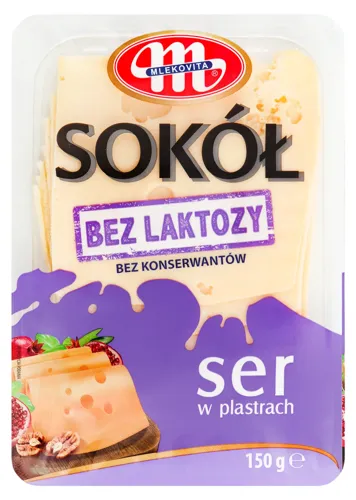 Сир 45% твердий без лактози Sokol Mlekovita лоток 150г