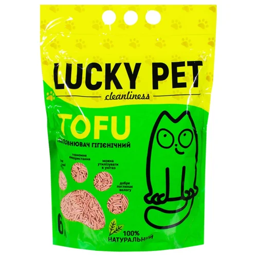 Наповнювач гігієнічний Lucky Pet з тофу для котячого туалету з полуницею 6л