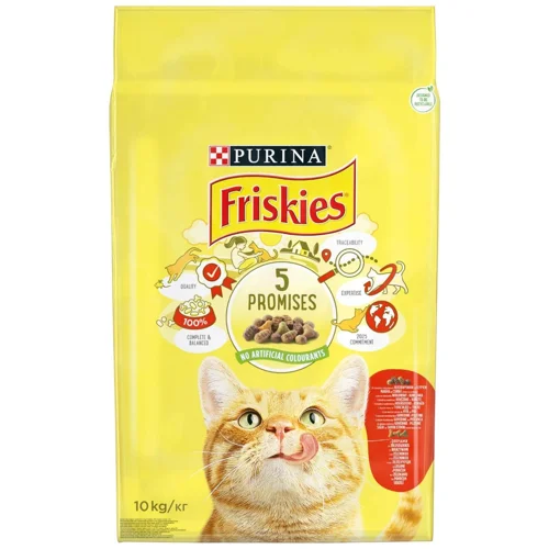 Корм сухий Friskies з яловичиною, куркою і овочами для котів 10кг