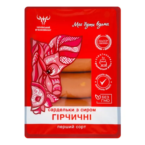 Сардельки з сиром Гірчичні Український м'ясокомбінат кг