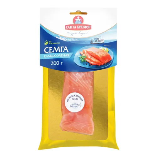 Сьомга філе-шматок Санта Бремор солона вищого ґатунку 200г