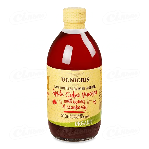 Оцет De Nigris яблучний з медом і журавлиною органічний, 500мл