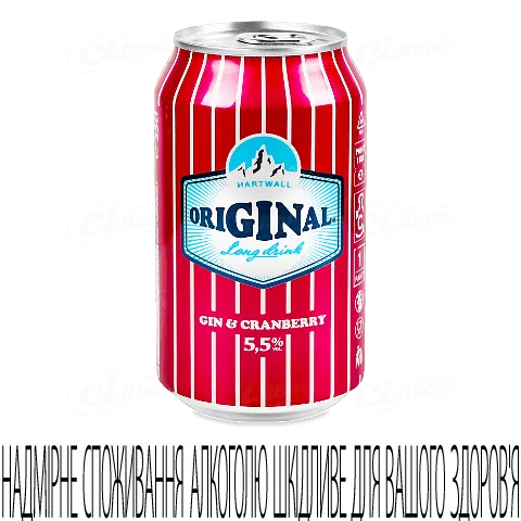 Напій слабоалкогольний Long Drink Gin Cranberry, 0,33л
