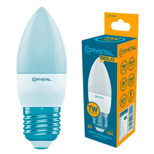 Лампочка Crystal Gold C37 7W Е27 3000K свічка світлодіодна