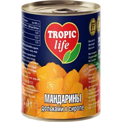 Мандарини часточками у сиропі Тропік лайф 314мл
