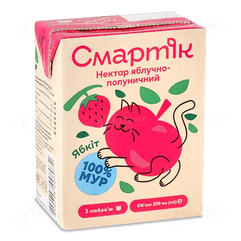 Нектар Смартік яблучно-полуничний, 200мл