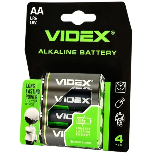 Батарейки Videx LR6/AA лужні 4шт