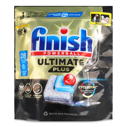 Сода-капсули для миття посуду в посудомийних машинах All in 1 Ultimate Plus Powerball Finish, 28 шт