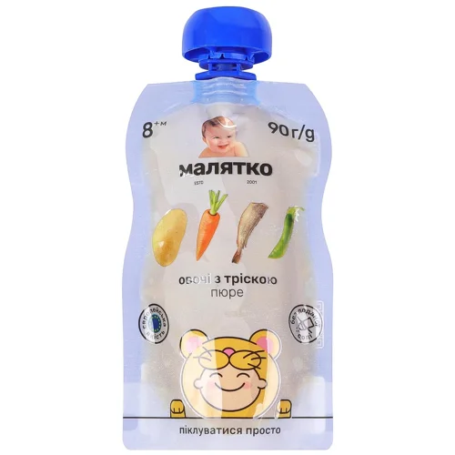 Пюре Малятко Овочі з тріскою 90г